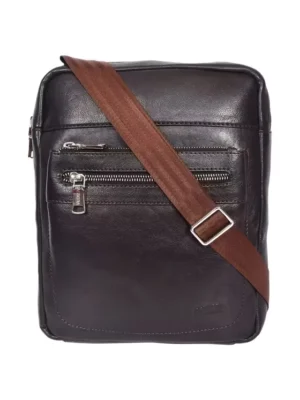 Kaya Solid Pure Leather Zipper Closure Men's Sling Bag