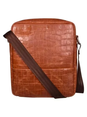 Eefa Animal Print Pure Leather Zipper Closure Men's Sling Bag